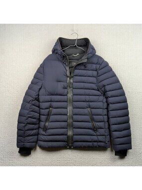 Mackage Ozzy Puffer Down Jacket Hooded Size 40 Dark Navy Blue Gorpcore Read